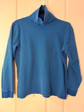L.L. Bean Blueberry Striped Turtleneck Sweater szMed